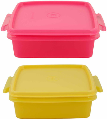 

Tupperware Goody Lunch Box 2 Containers Lunch Box(1500 ml), Pink;yellow