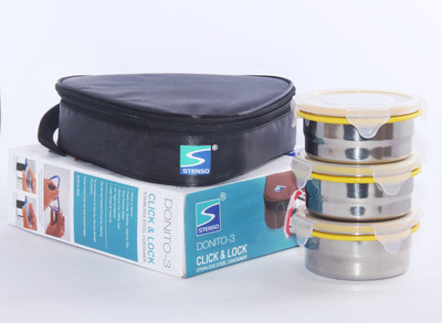 

Stenso Donito 3 Black Colour 3 Containers Lunch Box(450 ml)
