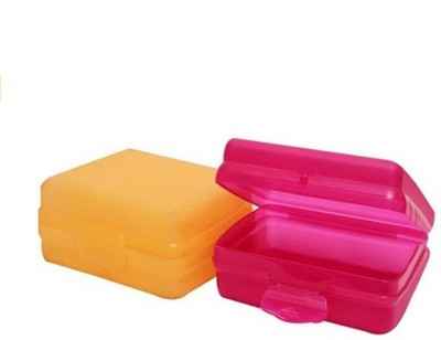 Tupperware Sandwich pink yellow 2 Containers Lunch Box(300 ml)