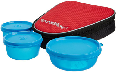 

Signoraware 531 3 Containers Lunch Box(250 ml), Blue