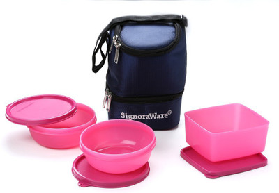 Signoraware 533 Elegant (With Bag) 3 Containers Lunch Box(1100 ml) Signoraware 533 Elegant (With Bag) 3 Containers Lunch Box(1100 ml)