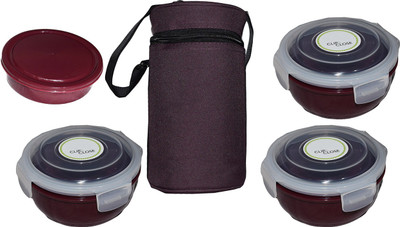

TG Shoppers Soft 3 Plus One 4 Containers Lunch Box(1150 ml), Brown