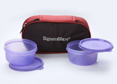 Signoraware Mid Day Lunch Box (With Bag) - Mauve 2 Containers Lunch Box(620 ml)
