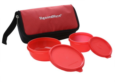 

Signoraware Kit 2 Containers Lunch Box(500 ml), Red