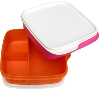 

Tupperware Funmeal 2 Containers Lunch Box(1100 ml), Orange;pink