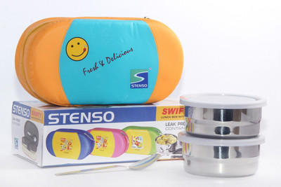 

Stenso Swifty 2 Containers Lunch Box(300 ml), Orange-blue