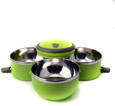

Pratha Coloured 3 Containers Lunch Box(2100 ml), Green