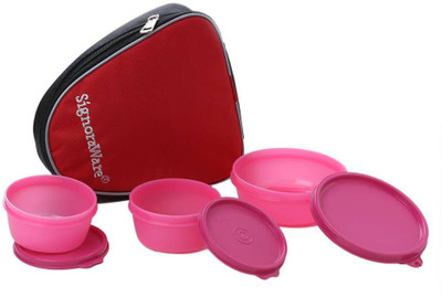 

Signoraware Sleek With Bag 3 Containers Lunch Box(700 ml), Pink