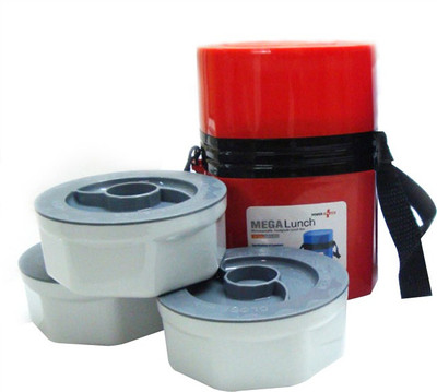 

Power Plus MEEH35R1213 3 Containers Lunch Box(1200 ml), Red