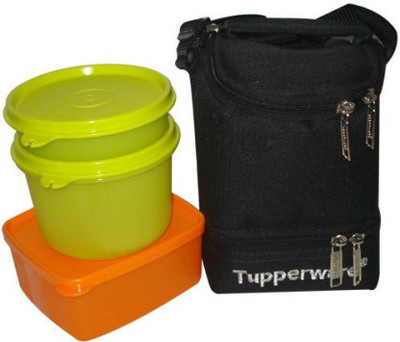 

Tupperware lunch box 3 Containers Lunch Box(1100 ml), Green;orange