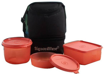 

Signoraware 525 3 Containers Lunch Box(1130 ml), Orange