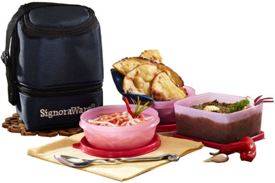 

Signoraware 533 3 Containers Lunch Box(1100 ml), Pink