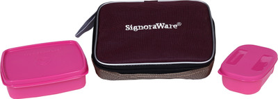 

Signoraware Twin Smart 2 Containers Lunch Box(490 ml), Pink