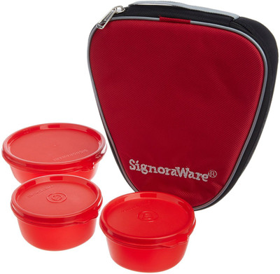 

Signoraware 531 3 Containers Lunch Box(250 ml), Red
