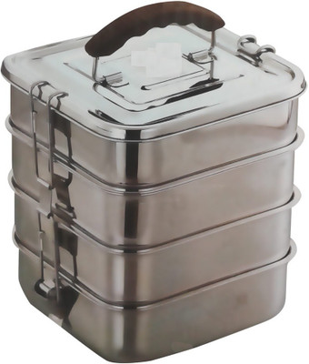 

KCL Square Travelling 4 Containers Lunch Box(1500 ml), Silver