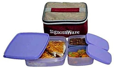 

Signoraware 523 3 Containers Lunch Box(550 ml), Purple