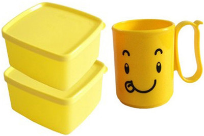 

Tupperware Cool N Fresh Mood 3 Containers Lunch Box(1600 ml), Yellow