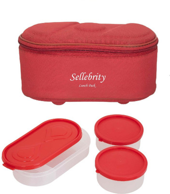 

Sellebrity Executive Browny Red 3 Containers Lunch Box(650 ml)
