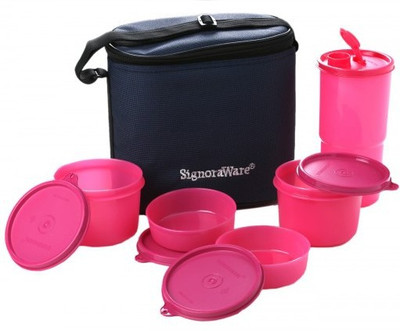

Signoraware Combo Executive Big (Pink) 5 Containers Lunch Box(2160 ml)