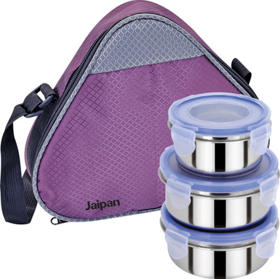 

Jaipan JP-1233 3 Containers Lunch Box, Black;grey;maroon