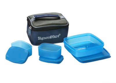 

Signoraware Hot 'n' Cute 3 Containers Lunch Box(550 ml), Blue