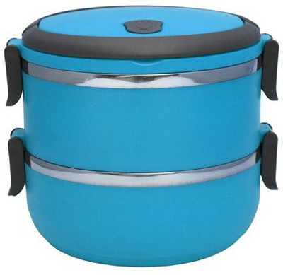 

Casabella ROUND GREY HANDLE 2 Containers Lunch Box(1500 ml), Blue