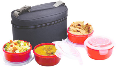 

TG Shoppers Ultra Oval Insulated 4 Containers Lunch Box(1400 ml), Black