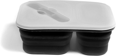 

Babyoodles Black Twin Compartments Expandable Silicon Tiffin Box 1 Containers Lunch Box(1450 ml)