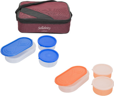 

Sellebrity Deluxe Metro With 3 Boxes 6 Containers Lunch Box(1300 ml), Multicolor