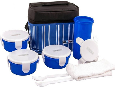 

Nayasa DARSH 4 Containers Lunch Box(500 ml), Blue