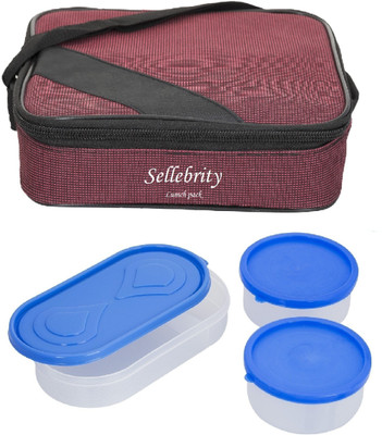 

Sellebrity Indian Metro Maroon 3 Containers Lunch Box(650 ml), Multicolor