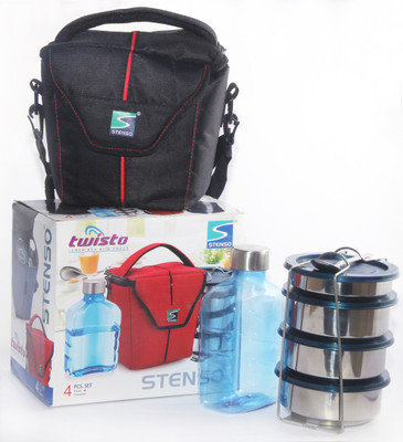 

Stenso Twisto 4 Containers Lunch Box(1000 ml), Black