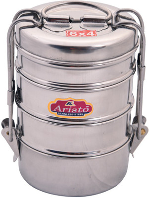 

Aristo Tiffin 6X4 4 Containers Lunch Box(370 ml), Silver