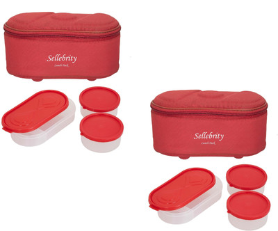 

Sellebrity Best Combo Set Browny Red 6 Containers Lunch Box(1300 ml), Multicolor