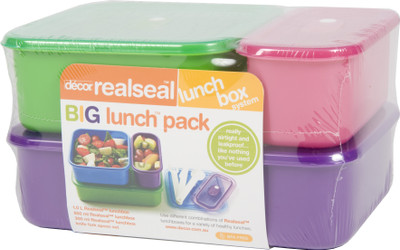 

Decor Realseal Big 3 Containers Lunch Box(1950 ml), Multicolor