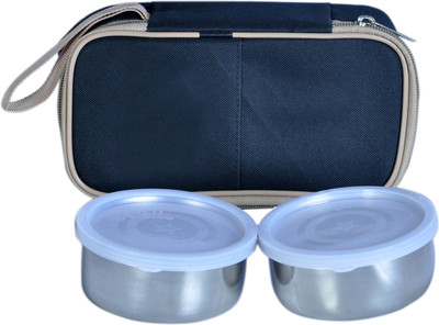 

Homekitchen99 Hot Pot With Cover 2 Containers Lunch Box(500 ml), Steel