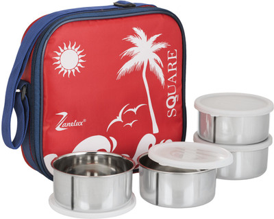 

Zanelux SQUARE 4 Containers Lunch Box(1000 ml), Multicolor