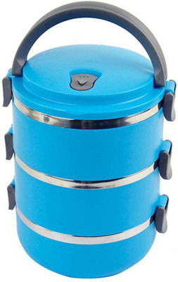 

MOG MOG Stainless Steel Triple Layer 3 containers Lunch Box 3 Containers Lunch Box(2100 ml), Blue