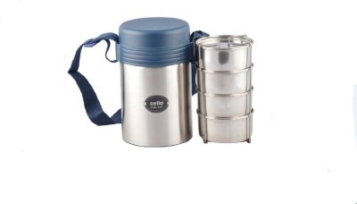 

Cello World STEEL KING 4 4 Containers Lunch Box(1200 ml), Blue;silver