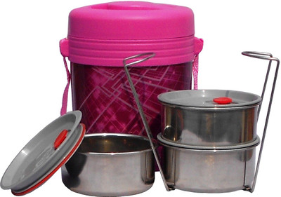 

Milton Vector 3 Deluxe 3 Containers Lunch Box(600 ml), Pink