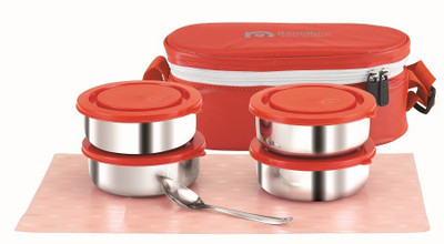 

Nano Nine Brunch Stainless Steel 4 Containers Lunch Box(1200 ml), Red