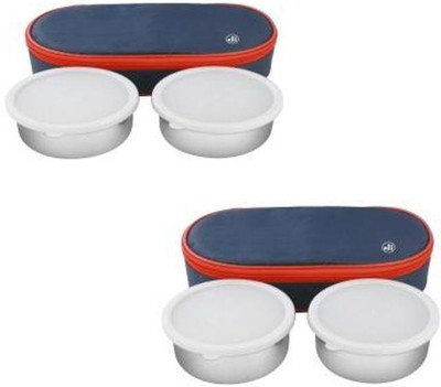 

Global Gifts Set Of Two 4 Containers Lunch Box(400 ml), Multicolor