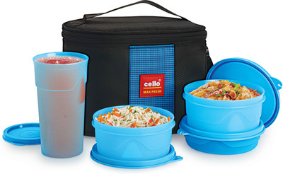 

Cello COM 000000 4 Containers Lunch Box(375 ml), Blue