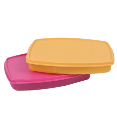 

Tupperware Slim-2 2 Containers Lunch Box(340 ml), Pink;yellow