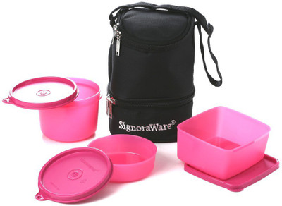 

Signoraware 525 Trio With Bag 3 Containers Lunch Box(1310 ml), Pink