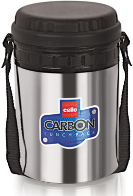 

Cello World Carbon 3 Containers Lunch Box, Black