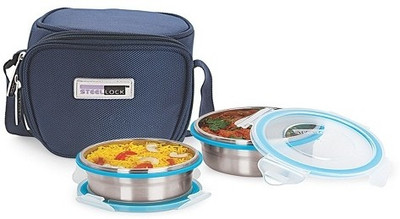 

Steel Lock HL 1321 2 Containers Lunch Box(650 ml), Blue