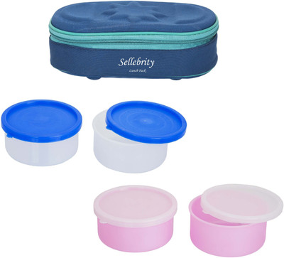 

Sellebrity Combo Modish Blue 4 Containers Lunch Box(800 ml), Multicolor