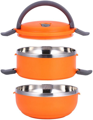

Winsky Him & Her Healthy Diet Food Carry 2 Containers Lunch Box(1400 ml), Orange;silver