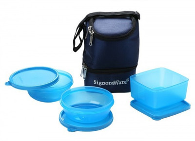 

Signoraware Elegant Lunch Box 3 Containers Lunch Box(1100 ml), Blue